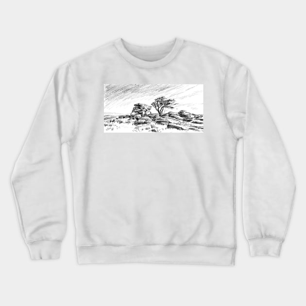 Saddle Tor, Dartmoor Crewneck Sweatshirt by BarnabyEdwards